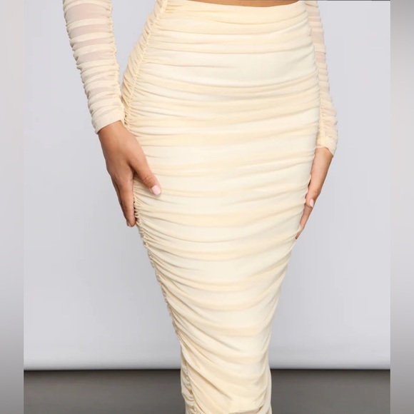 Windsor Moment For Mesh Ruched Crop Top & Ruched Midi Skirt Set - Picture 11 of 11